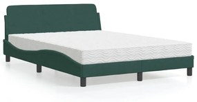 Κρεβάτι με Στρώμα Σκούρο Πράσινο 120x200εκ. Βελούδινο