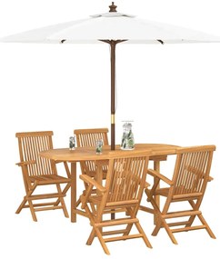 vidaXL Σέτ φαγητού για κήπο 5 pcs Καφέ Μασίφ ξύλο teak