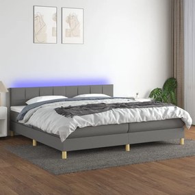 ΚΡΕΒΑΤΙ BOXSPRING ΜΕ ΣΤΡΩΜΑ &amp; LED ΣΚ.ΓΚΡΙ 200X200ΕΚ. ΥΦΑΣΜΑΤΙΝΟ 3133742