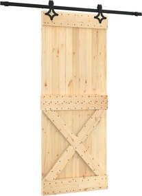 vidaXL Συρόμενη Πόρτα Φυσικό και Μαύρο 85 x 210 cm