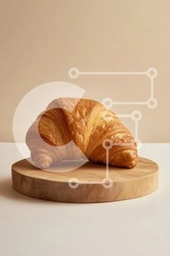 Intra Συλλεκτικό Ξύλινο Παζλ Plywood  4mm - Χρυσό κρουασάν σε ξύλινη σανίδα Σε Ξύλινο Κουτί - Διαστάσεις: 10x10 cm – 25 κομμάτια