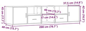 Γωνιακό Έπιπλο Καπνιστή δρυς 200x40x45 εκ. από Επεξεργ. Ξύλο - Καφέ