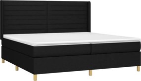 vidaXL Κρεβάτι Boxspring με Στρώμα Μαύρο 200x200 εκ. Υφασμάτινο