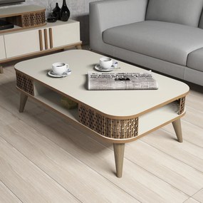 Τραπεζάκι Σαλονιού Κρεμ DRADRA 105x60x34.6