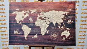 Εικόνα στο χάρτη φελλού σε ξύλο - 120x80  wooden