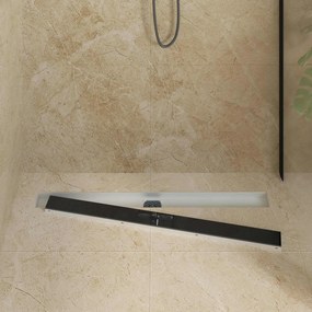 vidaXL Αποχέτευση Ντους με Γυάλινη Κάλυψη και 360° Σιφώνι Μαύρο 90 cm