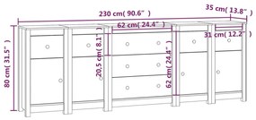 vidaXL Ντουλάπι Λευκό 230 x 35 x 80 εκ. από Μασίφ Ξύλο Πεύκου
