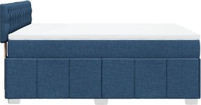 vidaXL Κρεβάτι Boxspring με Στρώμα Μπλε 160x200 εκ. Υφασμάτινο