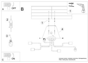 Sollux Φωτιστικό οροφής VECTOR 6 λευκό,ατσάλι,Ε27 6xmax 15W LED