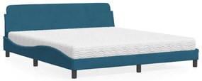 vidaXL Κρεβάτι με Στρώμα Μπλε 180 x 200 εκ. Βελούδινος