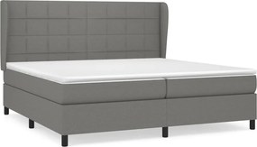vidaXL Κρεβάτι Boxspring με Στρώμα Σκούρο Γκρι 200x200 εκ. Υφασμάτινο