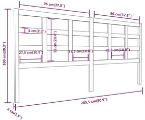 Κεφαλάρι Κρεβατιού Μελί 205,5x4x100 εκ. Μασίφ Ξύλο Πεύκου - Καφέ