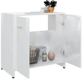 vidaXL Ντουλάπι Νιπτήρα Γυαλιστερό Λευκό 60 x 33 x 61 εκ. Επεξ. Ξύλο