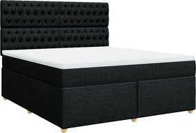 vidaXL Κρεβάτι Boxspring με Στρώμα Μαύρο 180x200 εκ. Υφασμάτινο