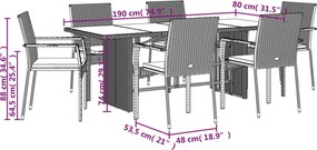 vidaXL Σετ Τραπεζαρίας Κήπου 7 τεμ. Γκρι Συνθ. Ρατάν με Μαξιλάρια
