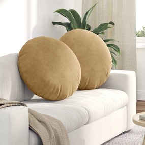 vidaXL Μαξιλάρια καθισμάτων 2 pcs Καφέ Ø60 x 21 εκ Βελούδο