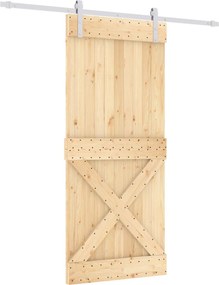 vidaXL Συρόμενη Πόρτα Φυσικό και Λευκό 90 x 210 cm