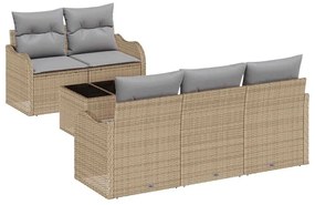 vidaXL Σετ Καναπέ Κήπου 6 pcs Μπεζ Πολυ ράταν