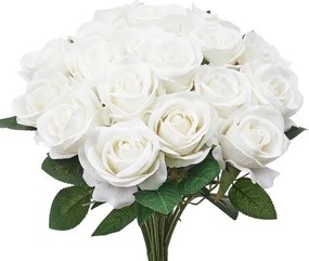 VEVOR 120 Pcs White Roses Artificial Flowers Realistic Bouquet Xmas Home Decor