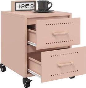 vidaXL Κομοδίνο Ροζ 36x39x43,5 εκ. από Χάλυβα