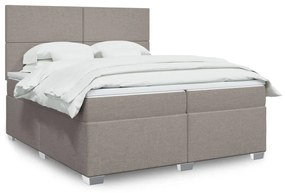 Κρεβάτι Boxspring με Στρώμα Taupe 200x200 εκ. Υφασμάτινο