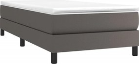 vidaXL Κρεβάτι Boxspring με Στρώμα Γκρι 80 x 200 εκ. Συνθετικό Δέρμα