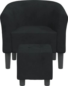 vidaXL Πολυθρόνα Μπάρελ με Υποπόδιο Μαύρη Βελούδινη