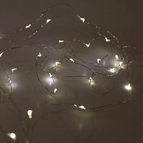 Vetur Σειρά 100 LED Ενδιάμεσο Λευκό 10m Timer Ασημί Σύρμα IP44 Μπαταρίας 9780703