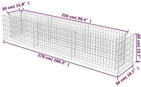 Συρματοκιβώτιο-Γλάστρα Υπερυψωμένη 270x50x50 εκ. Γαλβ. Χάλυβας - Ασήμι