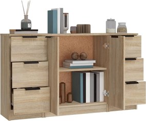 vidaXL Ντουλάπι 3 τεμ. Sonoma Δρυς από Επεξεργασμένο Ξύλο