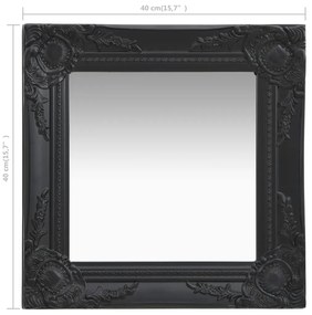 vidaXL Καθρέφτης Τοίχου με Μπαρόκ Στιλ Μαύρος 40 x 40 εκ.