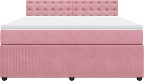 vidaXL Κρεβάτι Boxspring με Στρώμα Ροζ 180x200 εκ. Βελούδινο