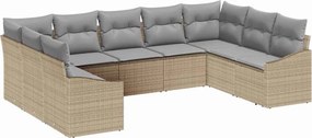 vidaXL Σετ Καναπέ με μαξιλάρι 9 pcs Μπεζ συνθετικό ρατάν