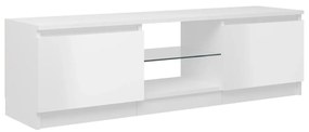 Έπιπλο Τηλεόρασης με LED Γυαλιστερό Λευκό 120 x 30 x 35,5 εκ. - Λευκό
