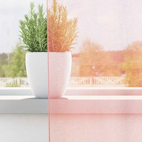 vidaXL Voile κουρτίνες με τσέπες ράβδου 2 τεμάχια Ροζ