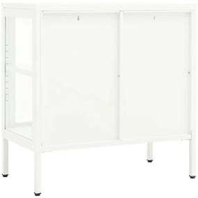 vidaXL Μπουφές Λευκός 70 x 35 x 70 εκ. από Ατσάλι και Γυαλί