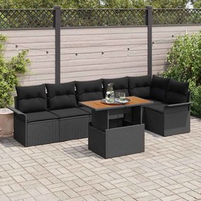 vidaXL Σετ Καναπέ Κήπου με μαξιλάρι 7 pcs Μαύρο 100 x 55 x 73 εκ
