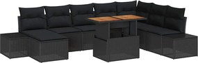 vidaXL Σετ Καναπέ Κήπου 9 pcs Μαύρο και Καφέ
