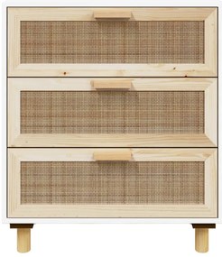 vidaXL Ντουλάπι Λευκό 60 x 30 x 70 εκ. από Μασίφ Πεύκο &amp; Φυσικό Ρατάν