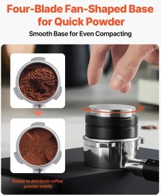 VEVOR 51mm Coffee Distributor 2-in-1 Adjustable Espresso Distributor for Home