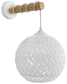 Φωτιστικό Τοίχου-Απλίκα Silk-01/ΑΡ Stick Φ20 31-1156 Natural-White Heronia Wood, Rope