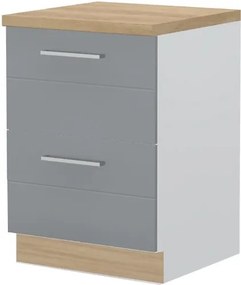 Επιδαπέδιο ντουλάπι Hudson R-60-2F-Λευκό - Γκρι - 60.00Χ60.00Χ88.00cm