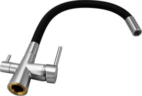 BRUNO μπαταρία πάγκου κουζίνας BRN-0239, τρίοδη, αναμεικτική, μαύρη/ασημί