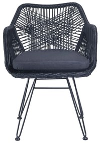 Πολυθρόνα Manhattan Μαύρο 59 x 62 x 85, Χρώμα: Μαύρο, Υλικό: Wicker, Μέταλλο