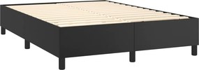 vidaXL Κρεβάτι Boxspring με Στρώμα Μαύρο 140x190εκ.από Συνθετικό Δέρμα