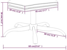 vidaXL Υποπόδιο Ανοιχτό Γκρι 60x60x36 εκ. Βελούδινο