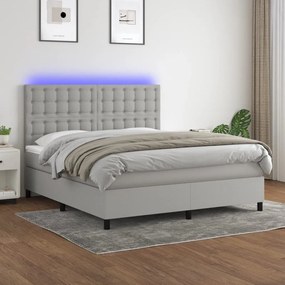 ΚΡΕΒΑΤΙ BOXSPRING ΜΕ ΣΤΡΩΜΑ &amp; LED ΑΝ.ΓΚΡΙ 160X200ΕΚ. ΥΦΑΣΜΑΤΙΝΟ 3135205