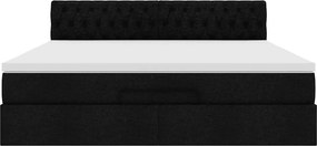 vidaXL Οθωμανικό κρεβάτι με στρώμα Μαύρο 160x200cm Ύφασμα