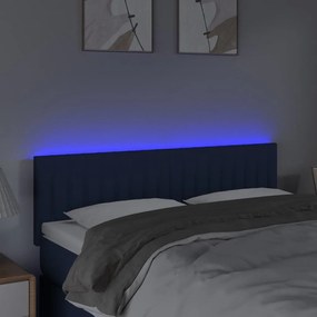 Κεφαλάρι Κρεβατιού LED Μπλε 144x5x78/88 εκ. Υφασμάτινο - Μπλε
