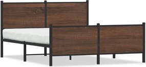 vidaXL Σκελετός Κρεβ. Χωρίς Στρώμα Καφέ Δρυς 150x200 εκ. Μεταλλικό